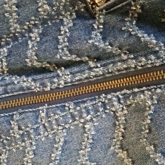 Free People punched chevron moto jacket Chevy Blue - Picture 3 of 10